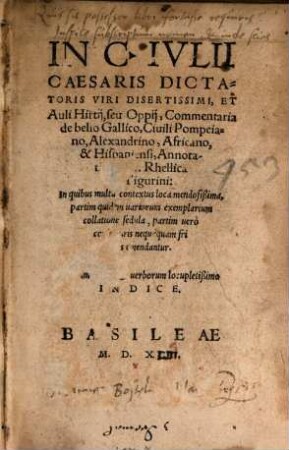 In C. J. Caesaris ... Commentaria de Bello gallico ... Annotationes