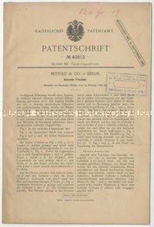 Patentschrift eines Getreide-Trockners, Patent-Nr. 40812