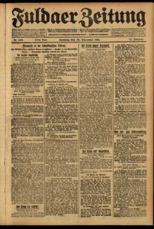 Erste Ausgabe vom Samstag, den 30. Dezember 1916.