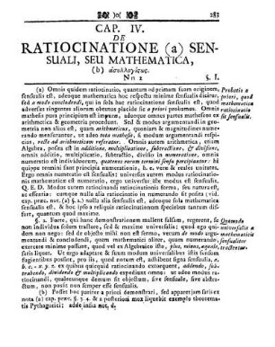 Cap. IV. De Ratiocinatione Sensuali, Seu Mathematica, ἀσυλλογίςως.