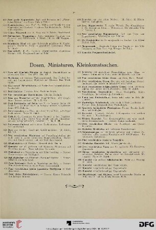 Dosen, Miniaturen, Kleinkunstsachen (Nr. 614-654)