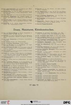 Dosen, Miniaturen, Kleinkunstsachen (Nr. 614-654)