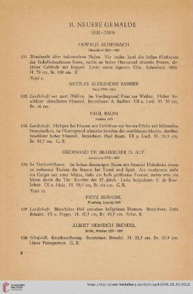 II. Neuere Gemälde (Nr. 101 - 209)