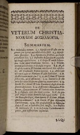 De Veterum Christianorum Δοσoλoγια.