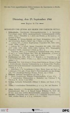 Dienstag, den 23. September 1941, Beginn 14 Uhr (Nr. 1-327)