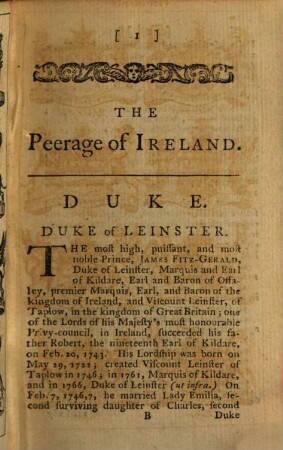 The peerage of Ireland