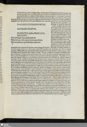 Pavli Flacci Persii Poetae Satirarvm Opvs.