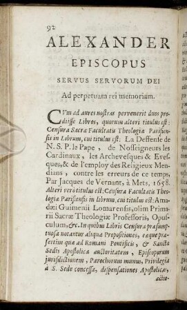 Alexander Episcopus Servus Servorum Dei Ad perpetuam rei memoriam.