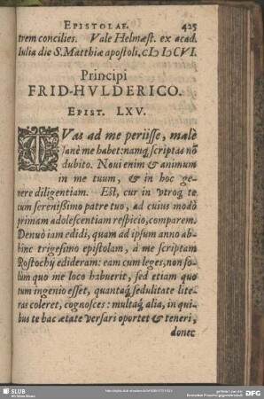 Principi Frid. Hulderico. Epist. LXV.