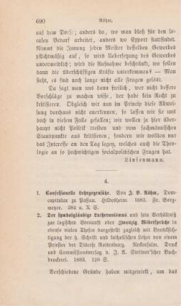 690-696 [Rezension] Röhm, Johann, Confessionelle Lehrgegensätze