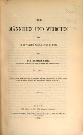 Separatabdrücke aus den Sitzungsberichten der kaiserl. Akademie der Wissenschaften in Wien-mathem.-naturw. Classe, 6