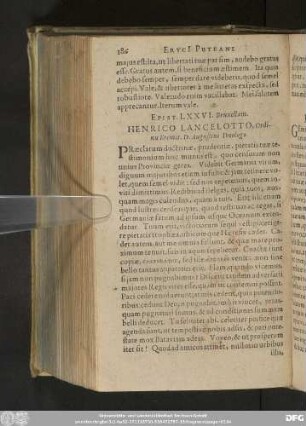 Epist. LXXVI. Bruxellam. Henrico Lancelotto, Ordinis Eremit. D. Augustini Theologo.