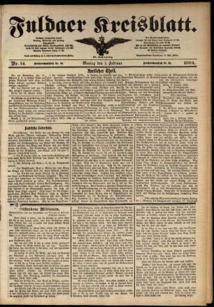 Ausgabe vom Montag, den 01. Februar 1904.