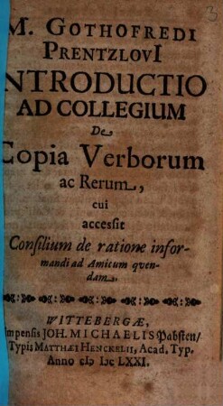 Introductio ad Collegium de Copia Verborum ac Rerum