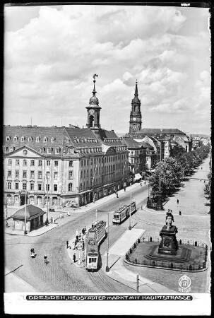 Dresden-Neustadt, Neustädter Markt mit Hauptstraße, Blick vom Blockhaus