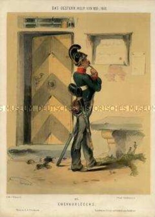 Uniformdarstellung, Chevauleger, Österreich, 1835/1848. Tafel 114 aus: Gerasch: Das Oesterreichische Heer.