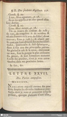 Lettre XXVII. Des Pierres composées
