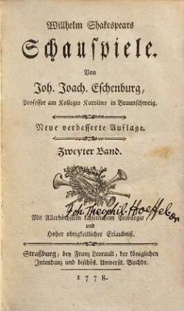 Willhelm Shakespears Schauspiele, 2. [Die beyden Veroneser. Gleiches mit Gleichem]