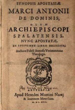Synopsis Apostasiae Marci Antonii de Dominis