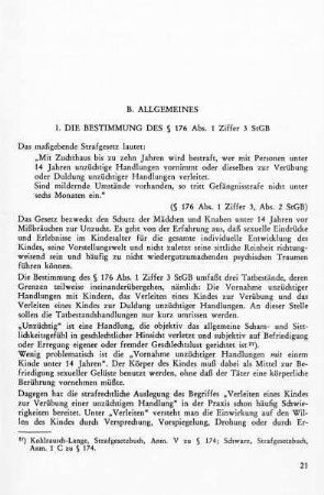 I. Die Bestimmungen des § 176 Abs. 1 Ziffer 3 StGB