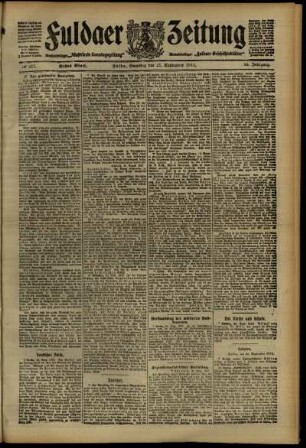 Erste Ausgabe vom Samstag, den 21. September 1912.