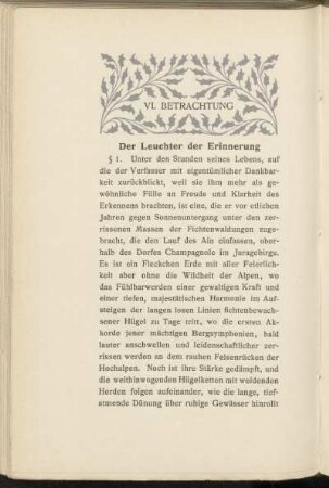 VI. Betrachtung - Der Leuchter Erinnerung