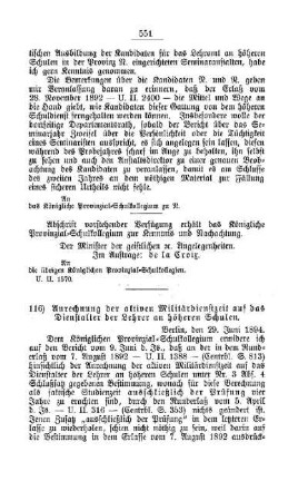 Anrechnung der aktiven Militärdienstzeit auf das Dienstalter der Lehrer an höheren Schulen : [D. Höhere Lehranstalten]
