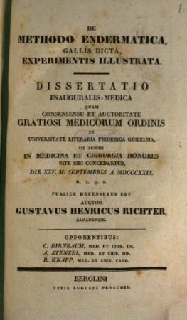 De methodo endermatica, Gallis dicta, experimentis illustrata : diss. inaug. med.