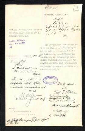 Unabkömmlichkeitsattest des Präparators Böck an der Königlichen Naturaliensammlung