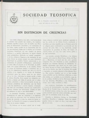 Sociedad Teosófica - Sin distinción de creencias