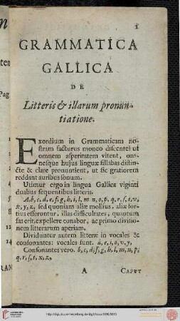 Cap. I: De litteris & vocalibus