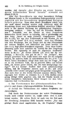 6. Das Verstummen der alttestamentlichen Prophetie und dessen religionsgeschichtliche Bedeutung.
