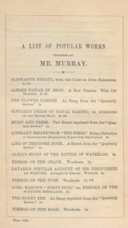 A list of popular works published by Mr. Murray