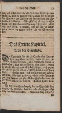 Das dritte Kapittel. Von der Eigenliebe