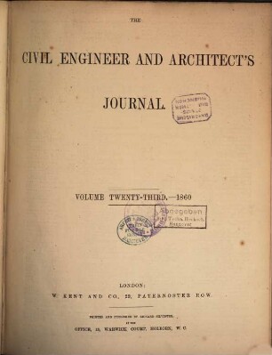 The Civil engineer & [and] architect's journal. 23. 1860