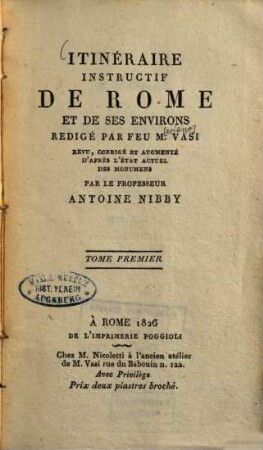 Itineŕaire instructif de Rome et de ses environs, 1.