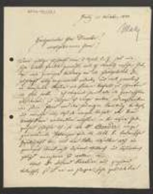 Brief von Josef Karl Maly an Unbekannt