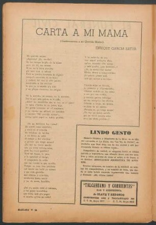 Carta a mi mamá : (cariñosamente a mi querida madre)