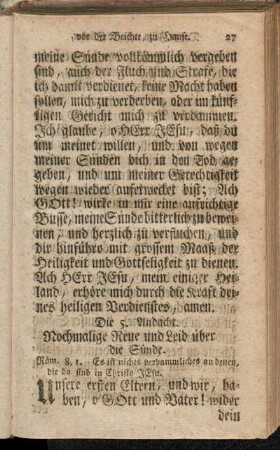 Die 5. Andacht. Nochmalige Reue und Leid über die Sünde.
