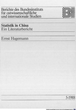 Statistik in China : ein Literaturbericht