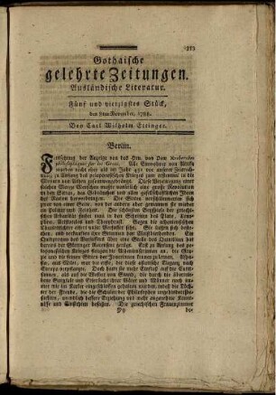 Fünf und vierzigstes Stück, den 8ten November, 1788.