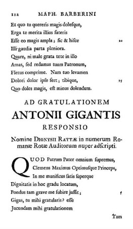 Ad Gratulationem Antonii Gigantis Responsio