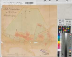 Arnsberg (Arnsberg) Städtisches Krankenhaus Lageplan um 1909 1 : 500 44,5 x 48 kol. Pause Regierung Arnsberg Nr. 13282