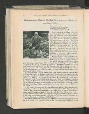 Gärtnermeister Christian Klinker, Schleswig, zum Gedenken