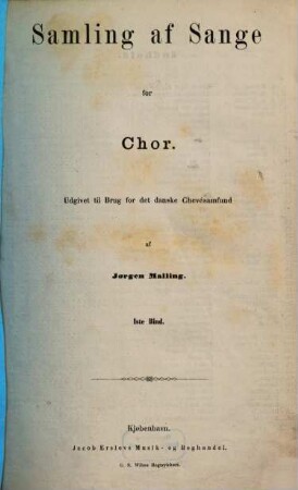 Samling af sange : for chor, 1