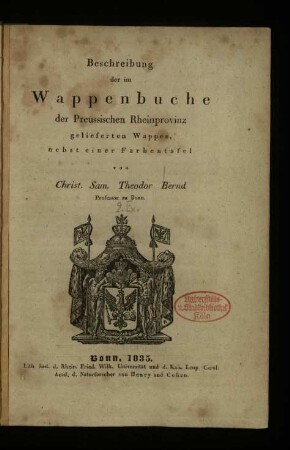 Beschreibung der im Wappenbuche der Preussischen Rheinprovinz gelieferten Wappen