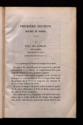 Premiere Section. Routes et ponts.