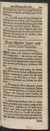 Vom Neuen Jahr und süßen Jesus Nahmen.