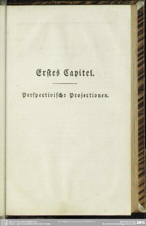 Erstes Kapitel. Perspectivische Projectionen