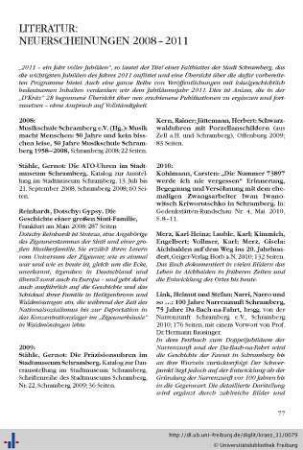 Literatur: Neuerscheinungen 2008–2011.